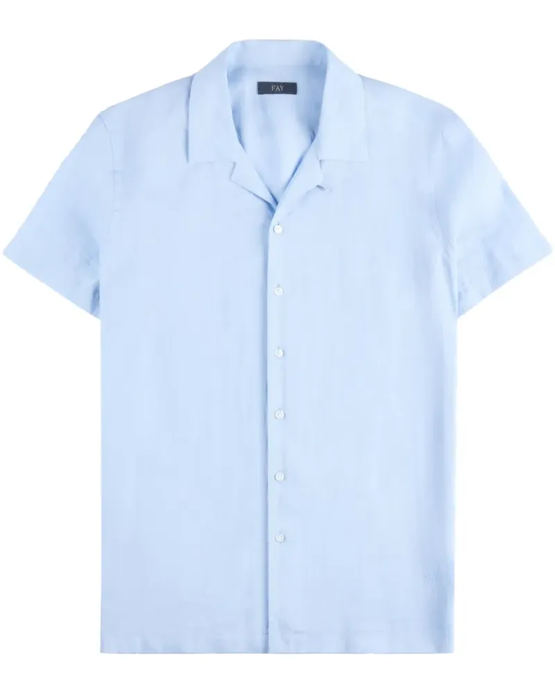 Fay Hemd aus Leinen - Blau Blau