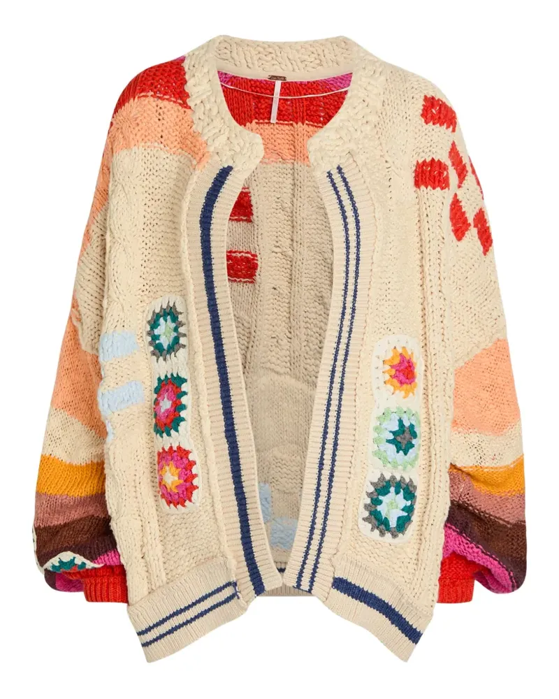 Free People stripe-detail cardigan - Nude Nude