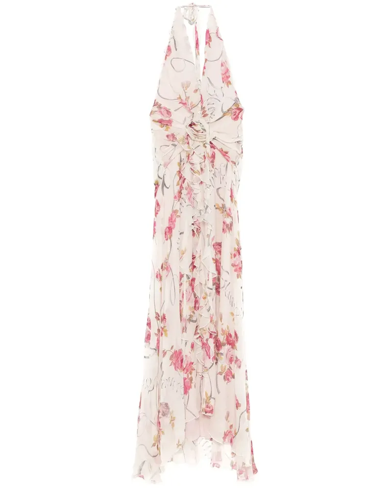 Blumarine Maxikleid mit Blumen-Print - Weiß Weiß