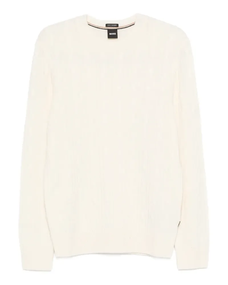 HUGO BOSS cable-knit crew-neck sweater - Nude Nude