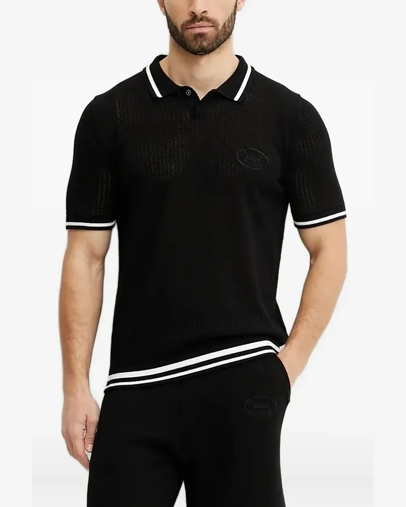 HUGO BOSS Poloshirt mit Kontrastdetail - Schwarz Schwarz