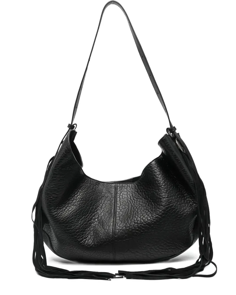 HTC Hollywood Trading Company Schultertasche mit Fransen - Schwarz Schwarz