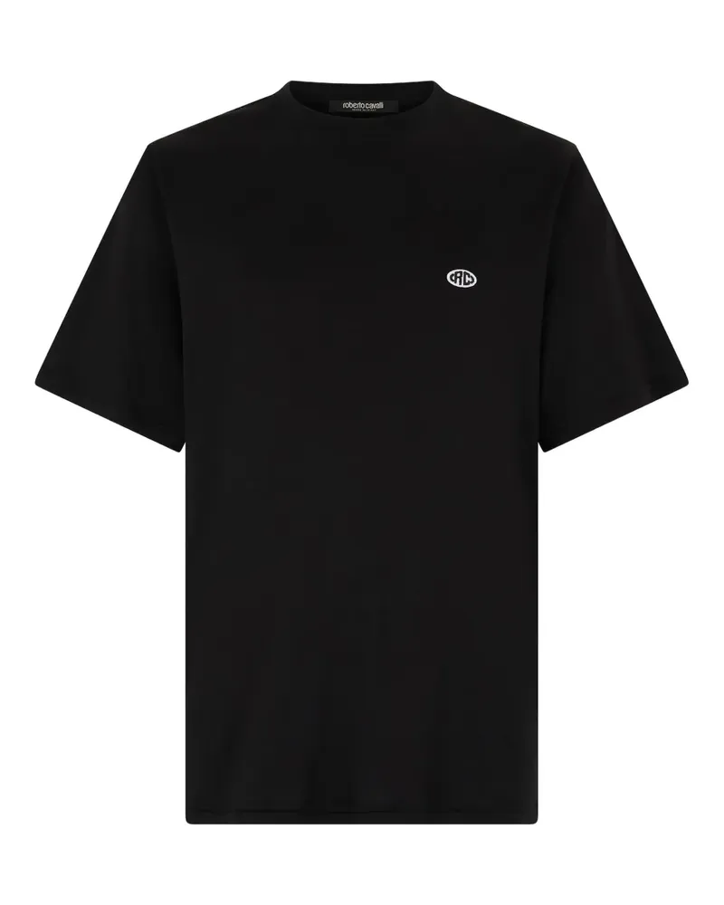 Roberto Cavalli T-Shirt mit Logo-Patch - Schwarz Schwarz
