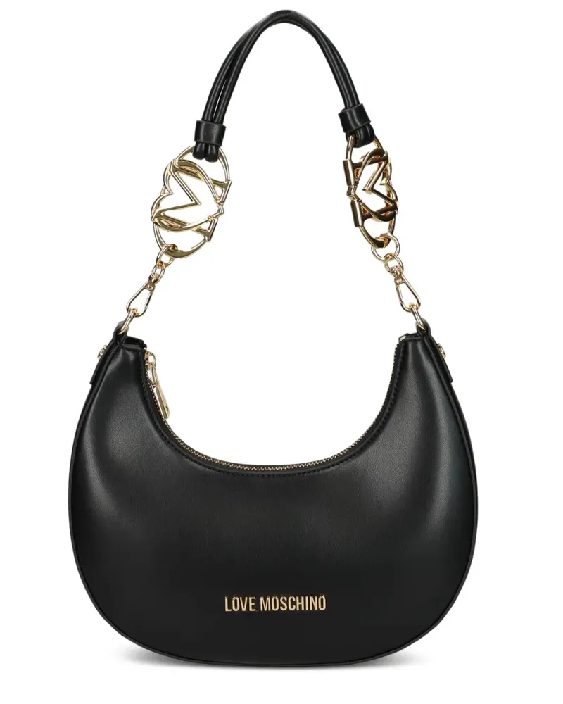 Moschino Crescent Schultertasche mit Kettendetail - Schwarz Schwarz