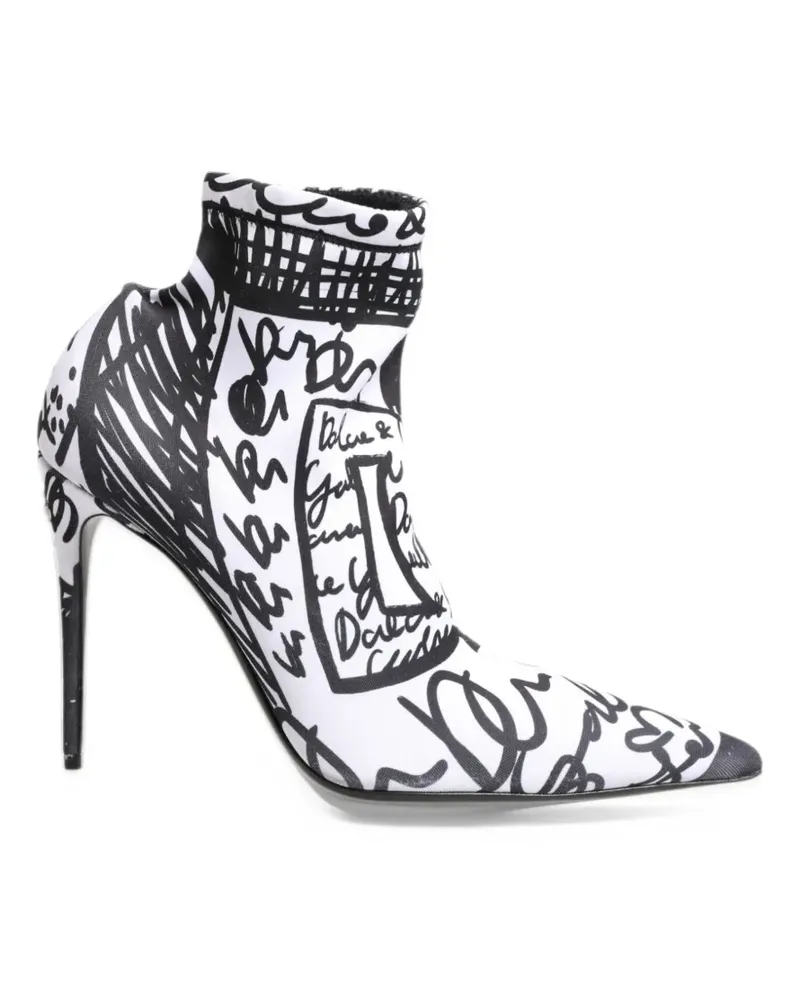 Dolce & Gabbana graffiti-print stretch ankle boots - Weiß Weiß