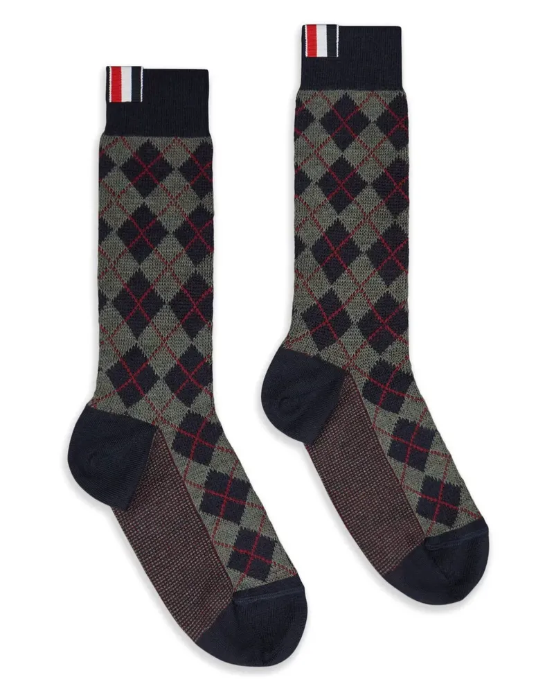 Thom Browne argyle-knit jacquard wool socks - Grau Grau