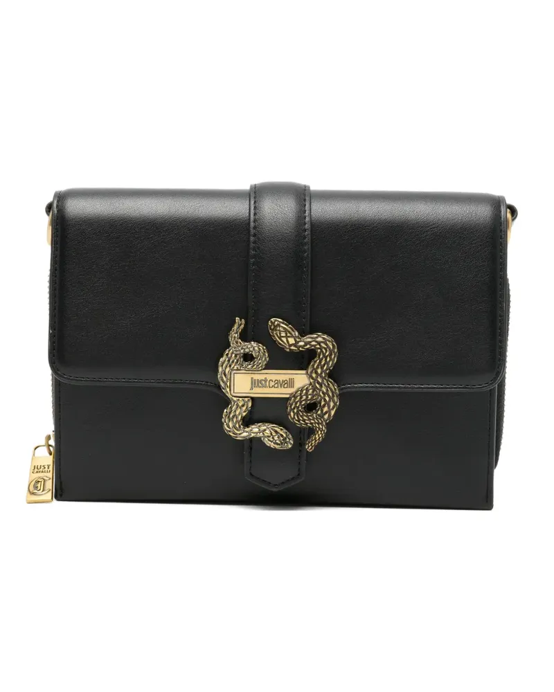 Just Cavalli snake-detail clutch bag - Schwarz Schwarz