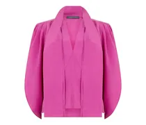 Seidenbluse mit Schleifendetail - Rosa