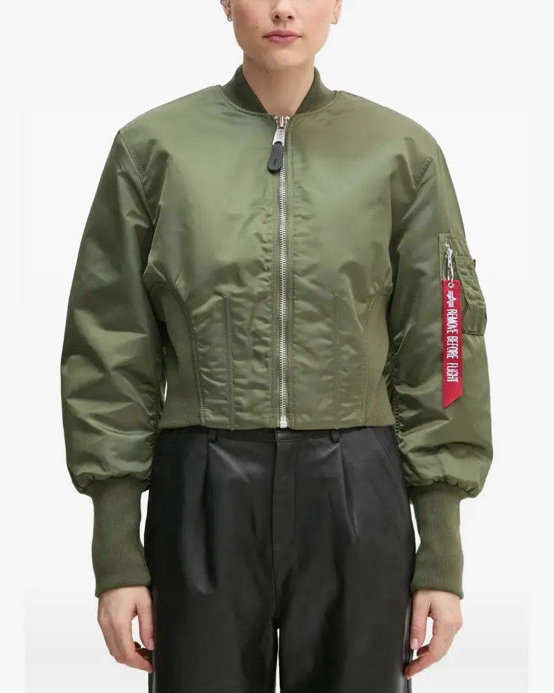 Alpha Industries Bomberjacke im Cropped-Design - Grün Grün