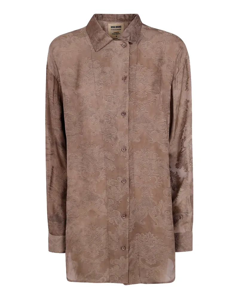 Uma Wang jacquard-woven gathered shirt - Braun Braun