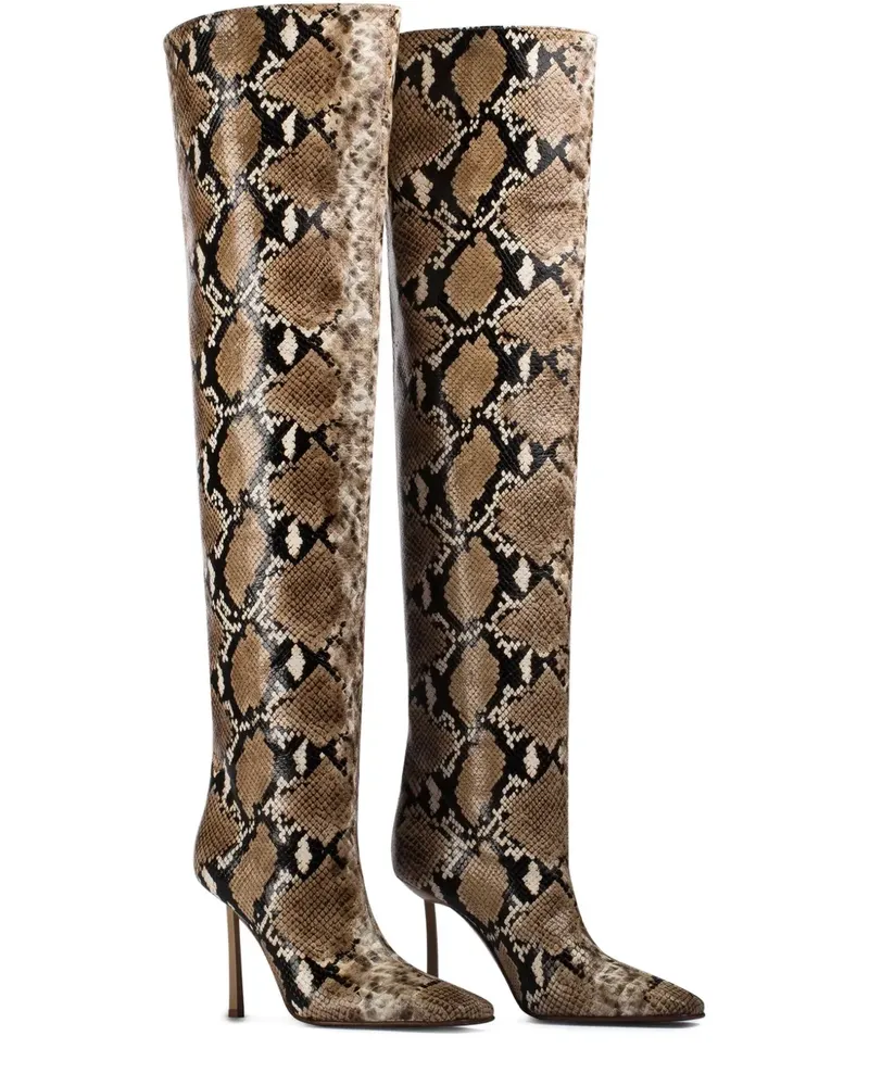 Le Silla Vittoria Stiefel mit Schlangen-Print 110mm - Braun Braun