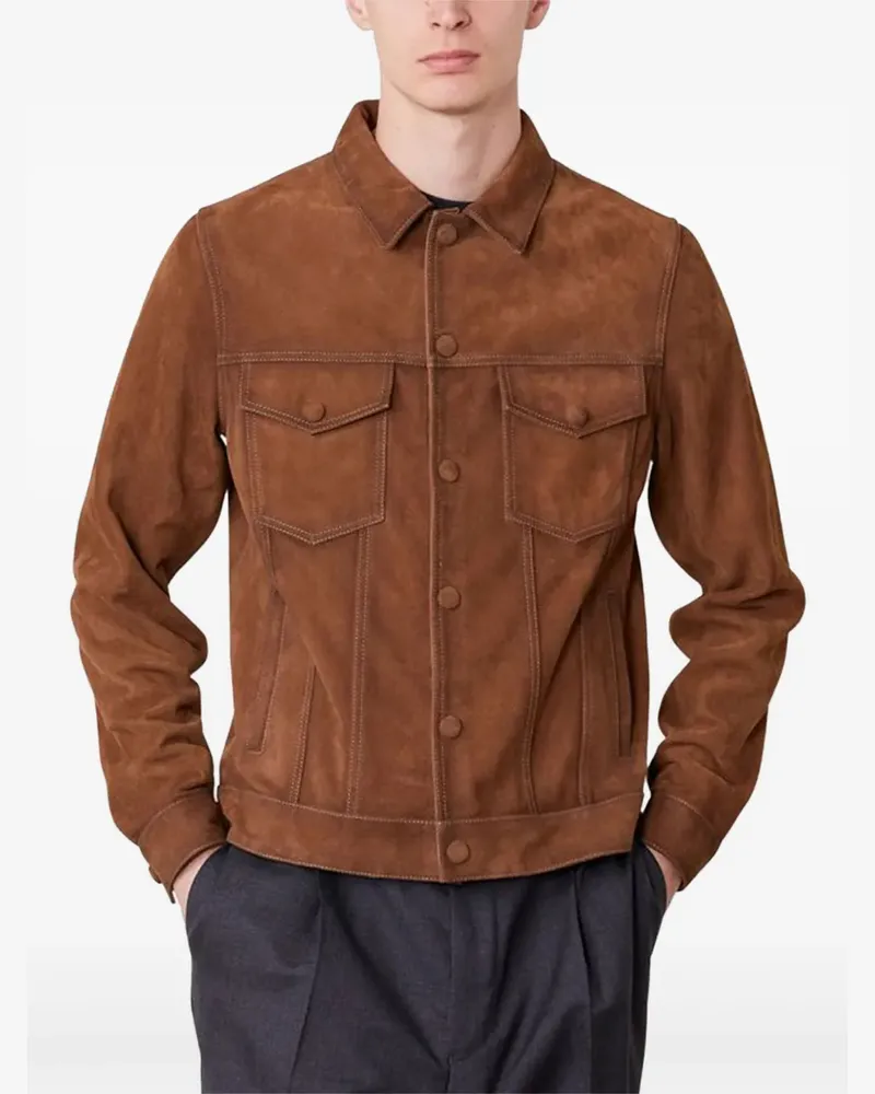 Officine Generale Wildlederjacke mit Tasche - Braun Braun