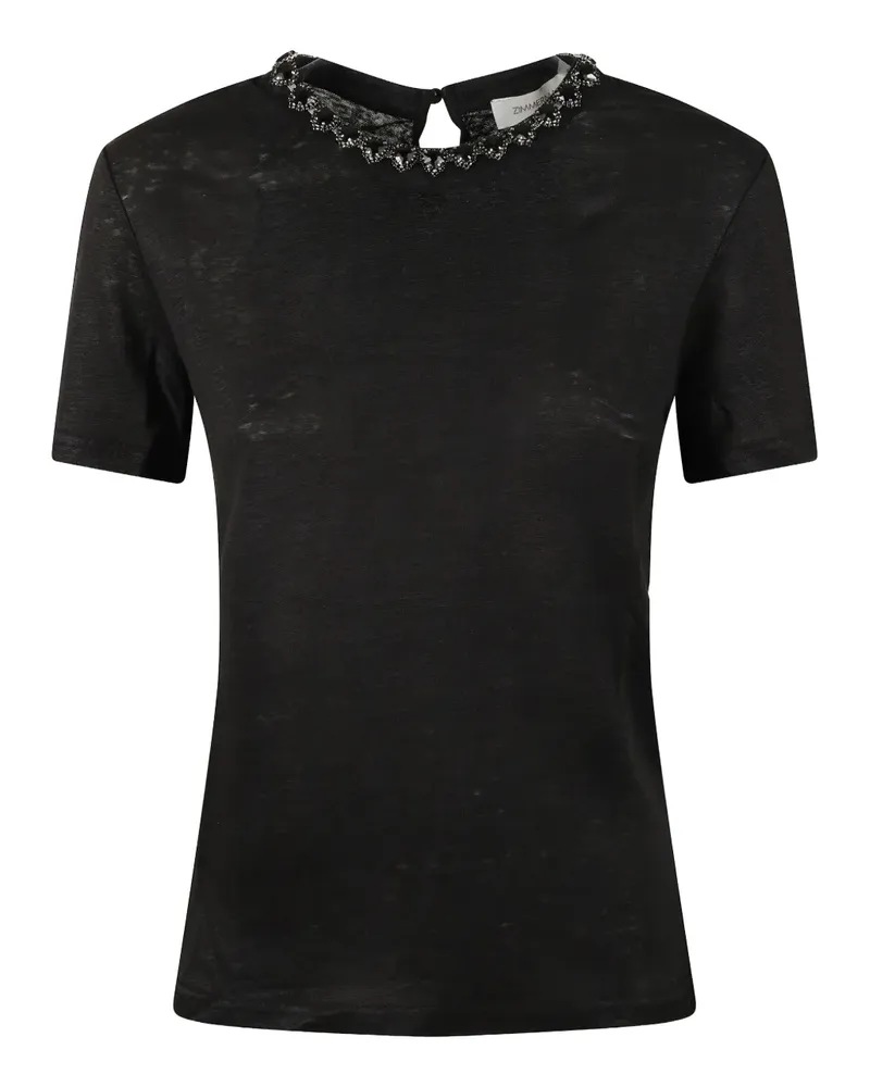 Zimmermann Verziertes T-Shirt - Schwarz Schwarz