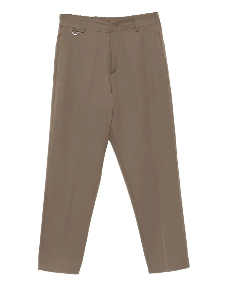 Low Brand elastic-waistband ring-detail straight-leg trousers - Nude Nude