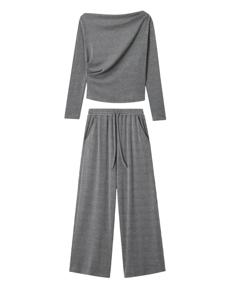 b+ab Wide-Leg-Set mit drapiertem Ausschnitt - Grau Grau