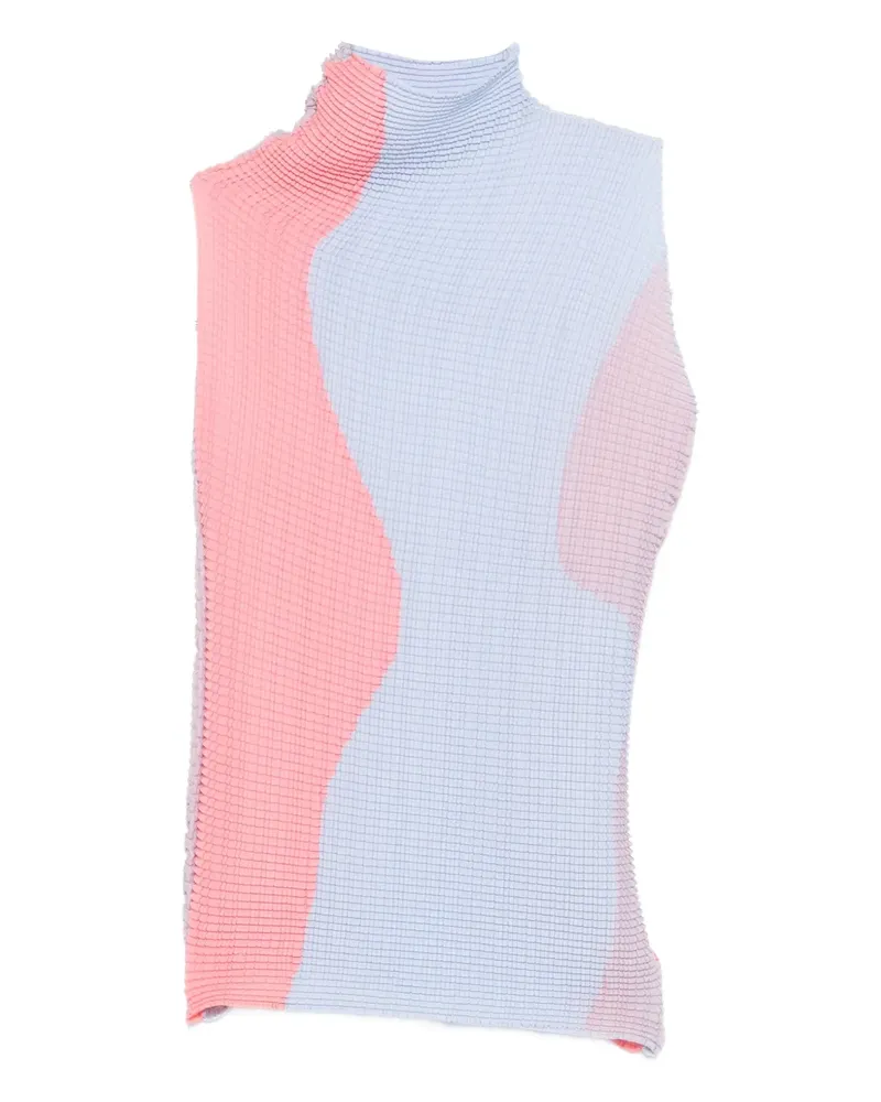 Issey Miyake pleated two-tone top - Blau Blau