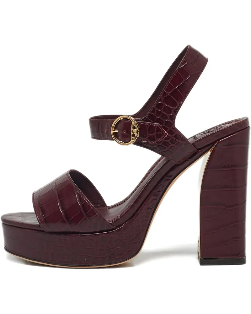 Tory Burch Plateau-Sandalen mit Kroko-Effekt - Rot Rot