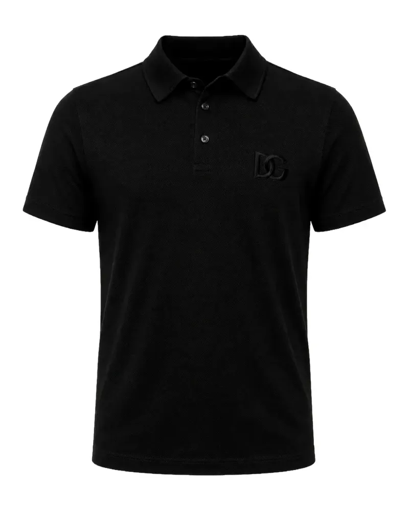 Dolce & Gabbana Piqué-Poloshirt mit DG - Schwarz Schwarz