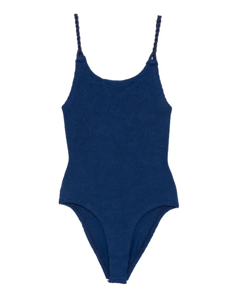Hunza G Camille Badeanzug mit Knitteroptik - Blau Blau