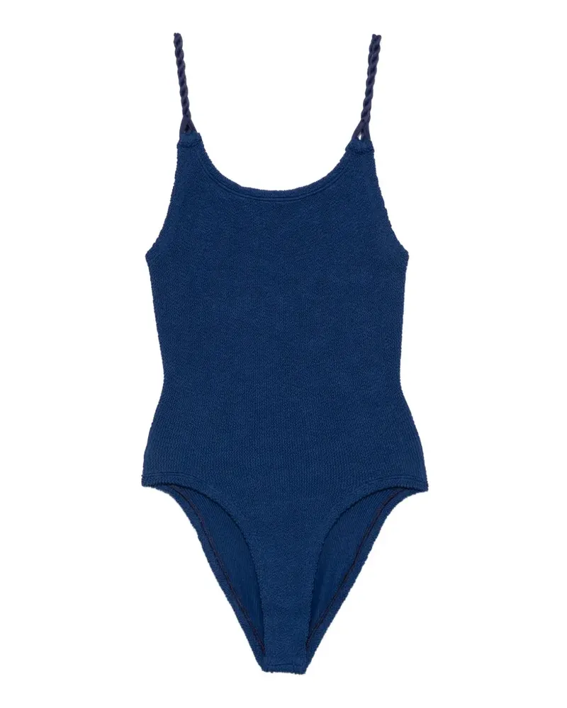 Hunza G Camille Badeanzug mit Knitteroptik - Blau Blau