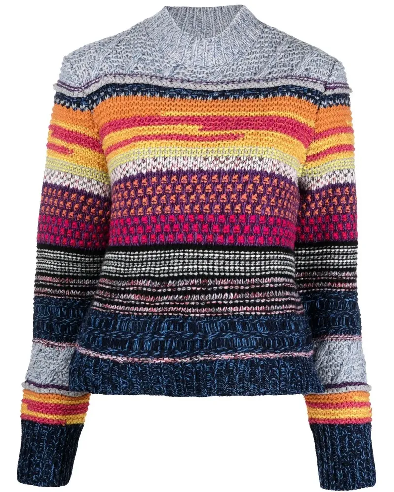 Chloé Gestreifter Pullover mit Stehkragen - Grau Grau