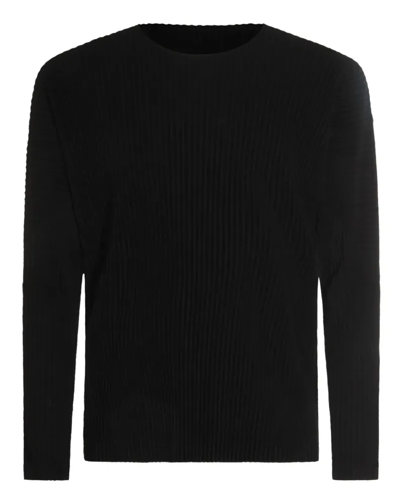 Issey Miyake Plissiertes Langarmshirt - Schwarz Schwarz