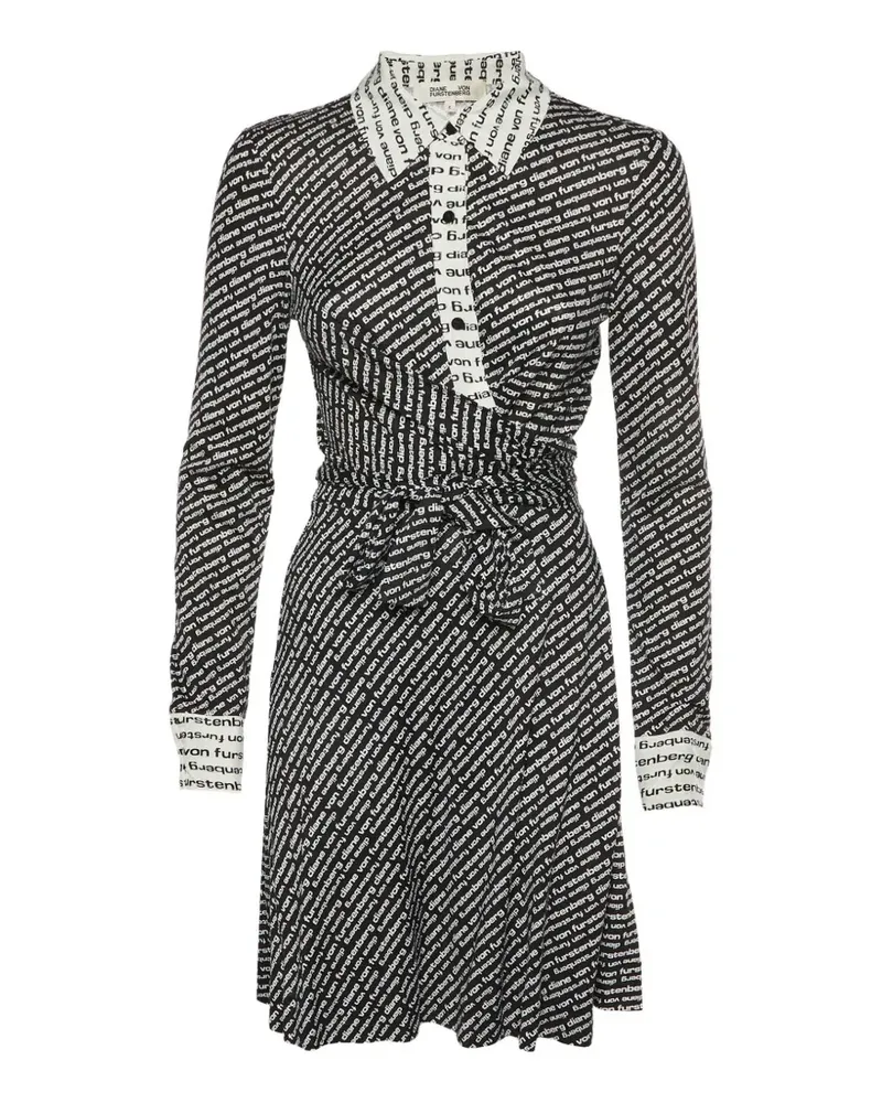 Diane von Furstenberg logo-print wrap midi dress - Schwarz Schwarz