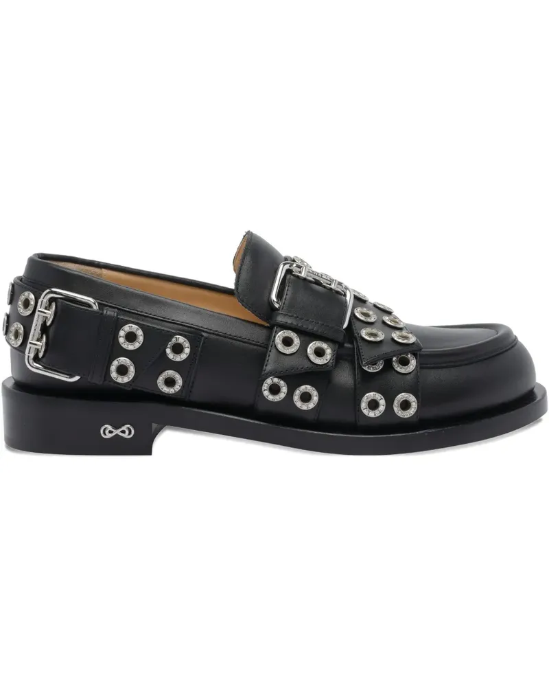 Mach & Mach Loafer mit Ösen 30mm - Schwarz Schwarz