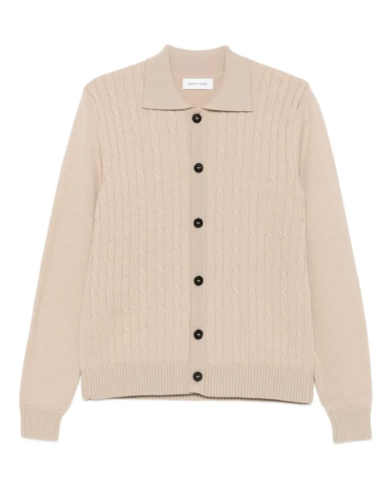 Ernest W. Baker Cardigan mit Zopfmuster-Kragen - Nude Nude