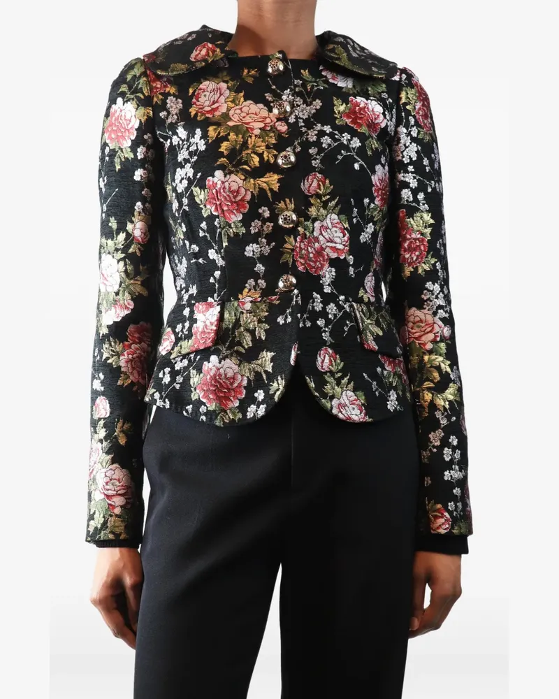 Ulla Johnson floral-print silk jacket - Schwarz Schwarz
