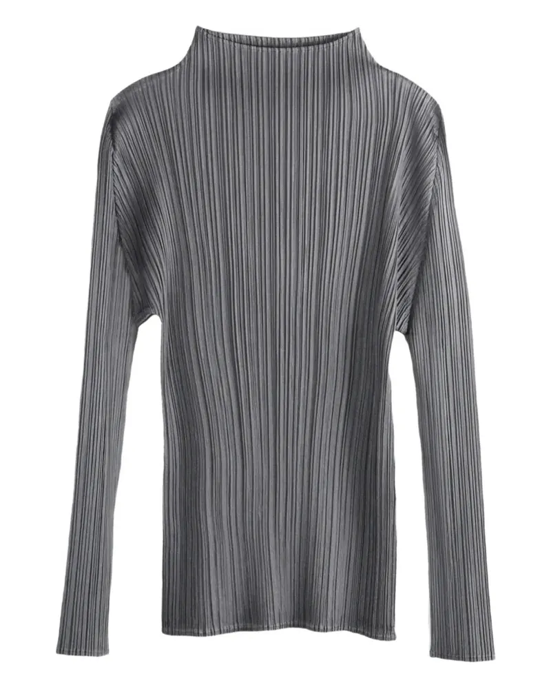 Issey Miyake Oberteil mit Stehkragen - Grau Grau