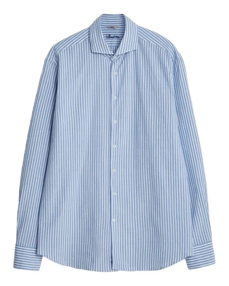 Stenströms striped seersucker shirt - Blau Blau
