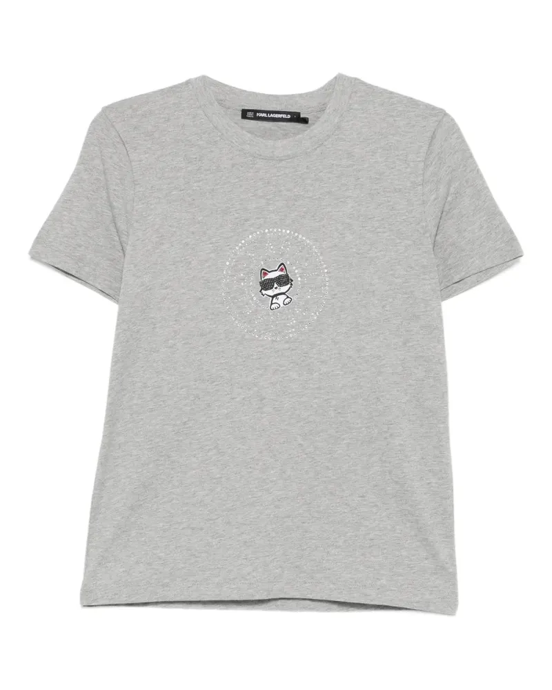 Karl Lagerfeld Ikon rhinestone-embellished cotton T-shirt - Grau Grau