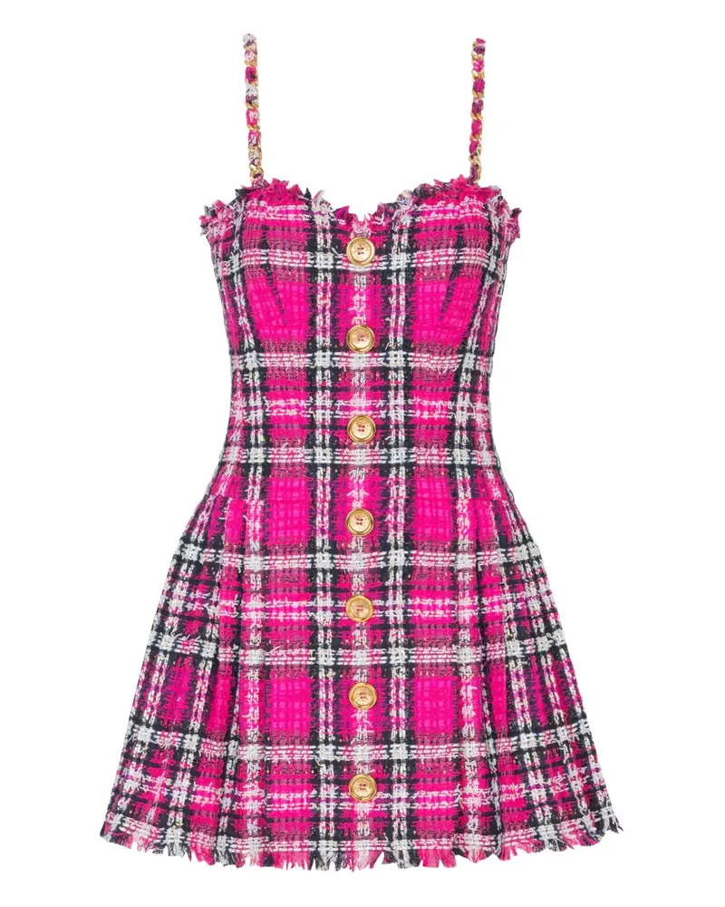 Balmain Kariertes Kleid mit Kettenriemen - Rosa Rosa