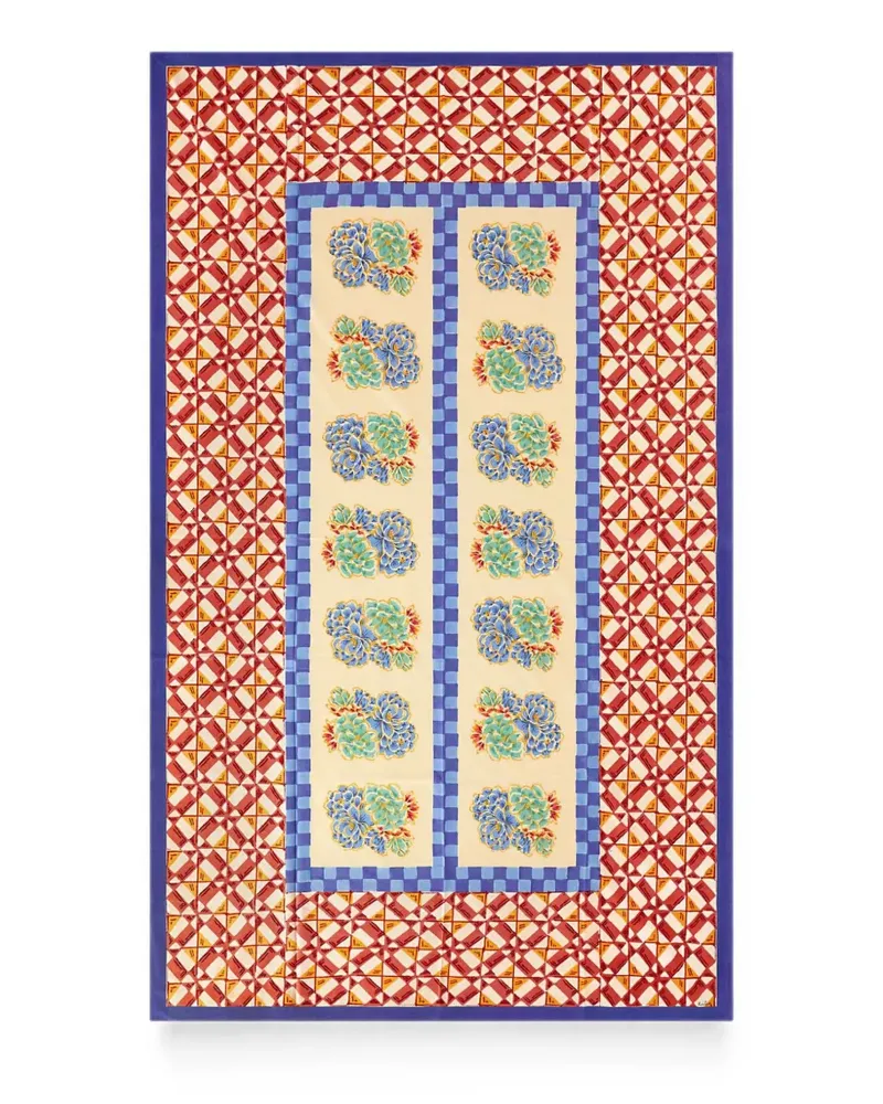 Lisa Corti Positano Tischdecke mit Blumenprint - Rot Rot