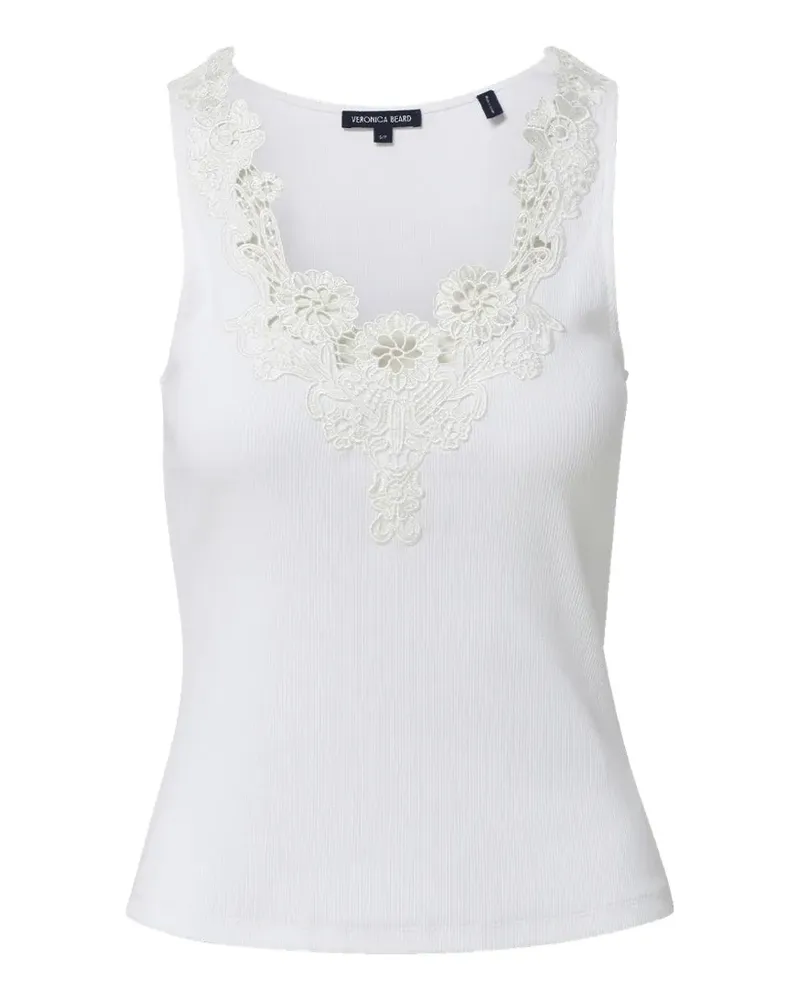 Veronica Beard Narcisa lace-trim ribbed top - Weiß Weiß