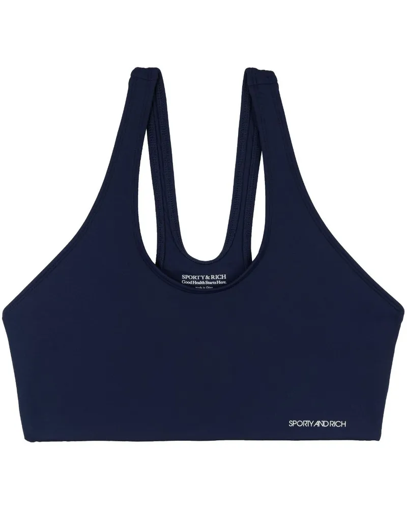 SPORTY & RICH Sport-BH mit Logo-Print Blau