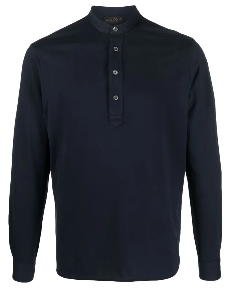 Dell'oglio Poloshirt ohne Kragen - Blau Blau