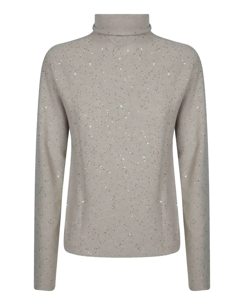 Antonelli Firenze sequin-embellished roll-neck sweater - Nude Nude
