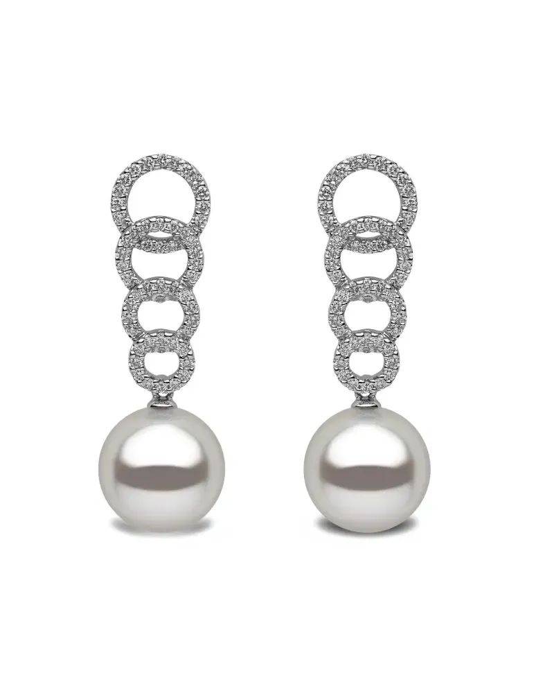 YOKO London 18kt Weißgoldohrringe mit Süßwasserperlen und Diamanten - Silber Silber