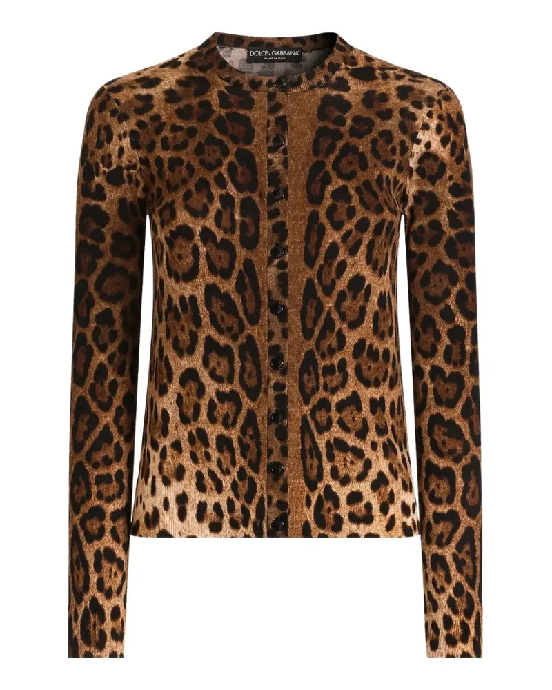 Dolce & Gabbana Wollcardigan mit Leoparden-Print - Nude Nude