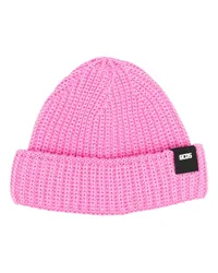 GCDS Giuly Beanie mit Logo-Patch Rosa