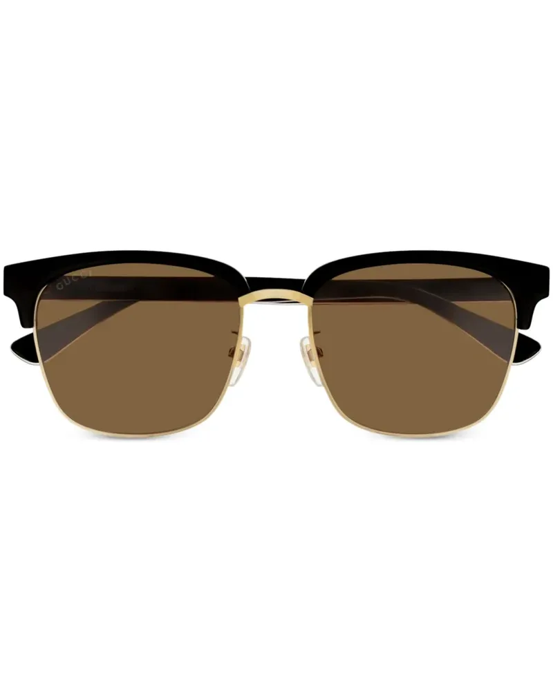 Gucci Sonnenbrille mit eckigem Gestell - Schwarz Schwarz