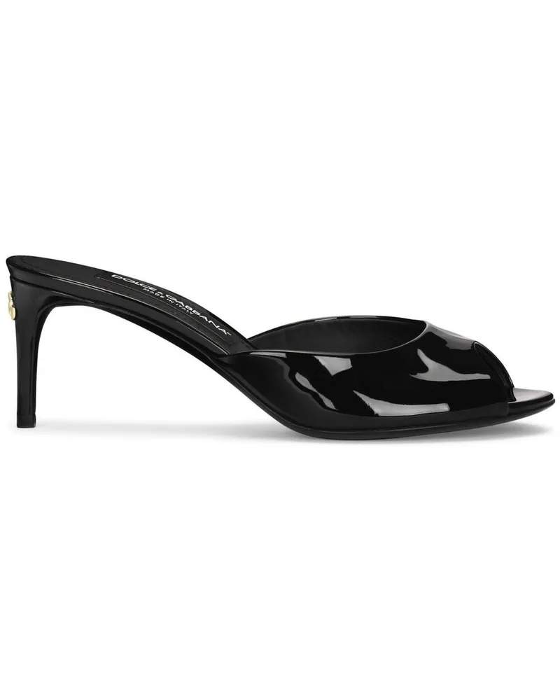 Dolce & Gabbana Mules aus Lackleder 60mm - Schwarz Schwarz