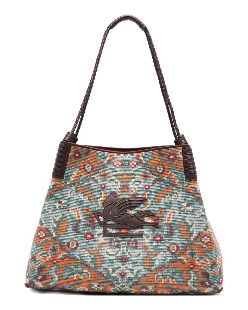 Etro patterned emblem shoulder bag - Blau Blau