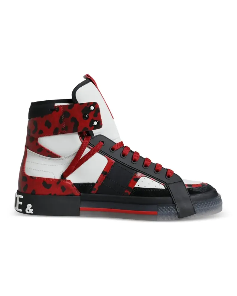 Dolce & Gabbana Portofino Sneakers mit Leoparden-Print - Rot Rot