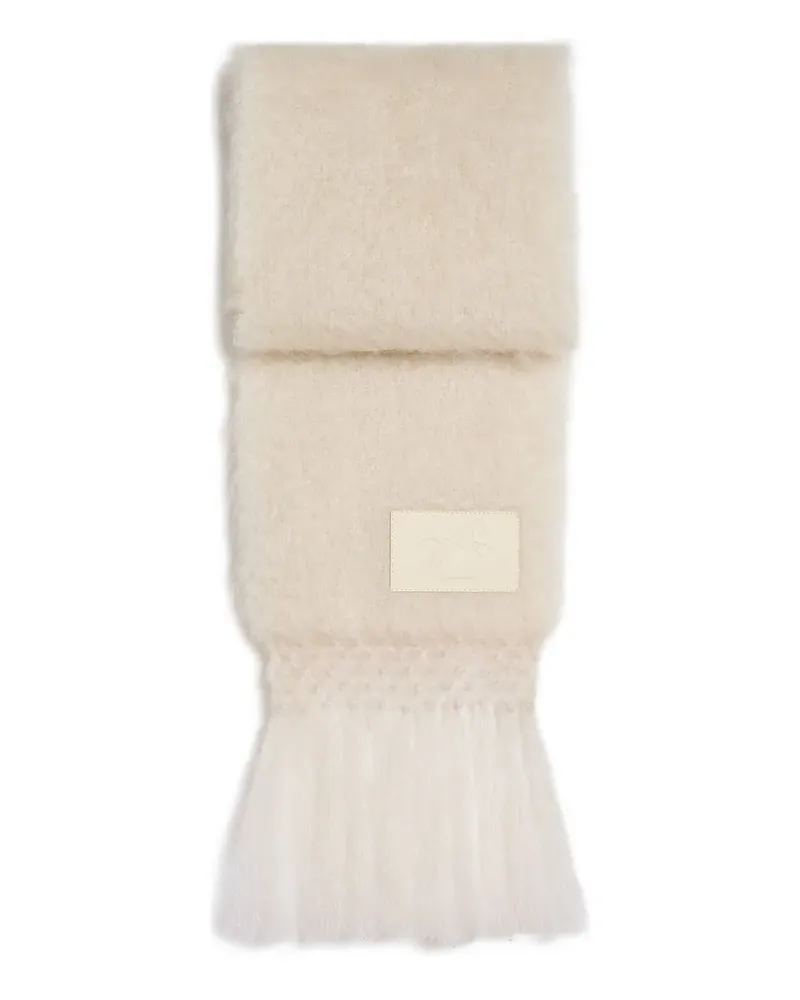 Jil Sander logo-patch fringed scarf - Nude Nude