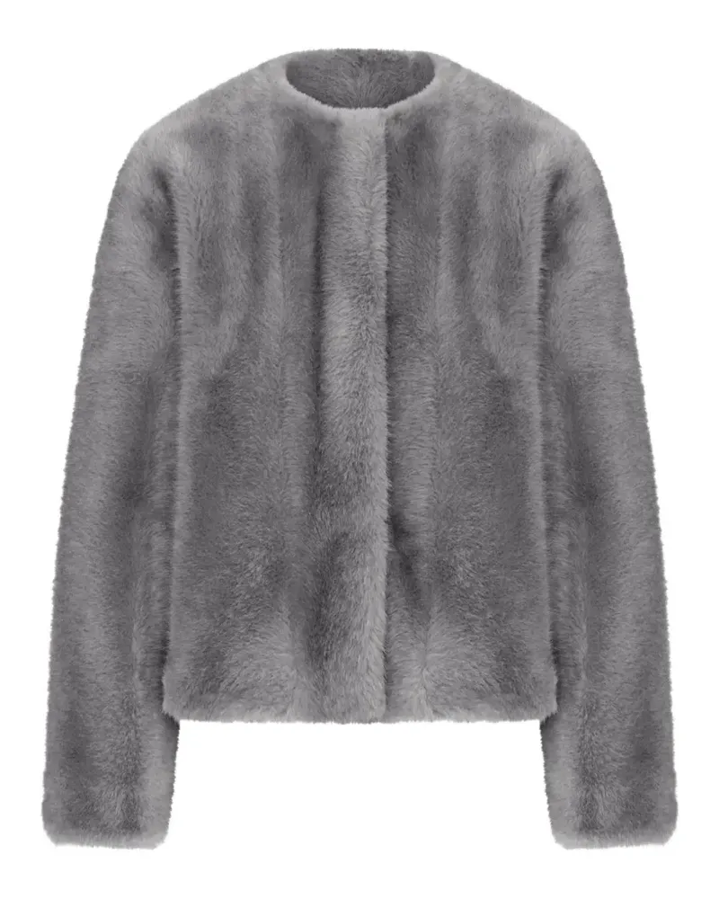 Max Mara faux-fur collarless jacket - Grau Grau
