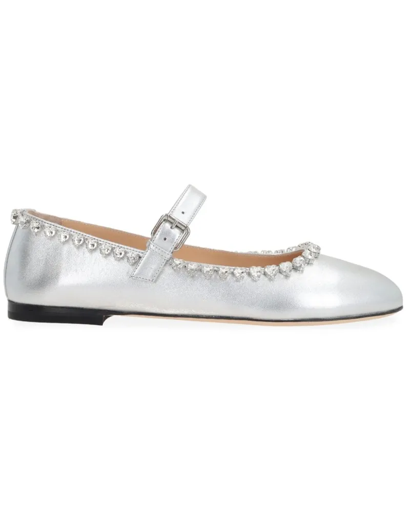 Mach & Mach Audrey Ballerinas mit Kristallen Silber