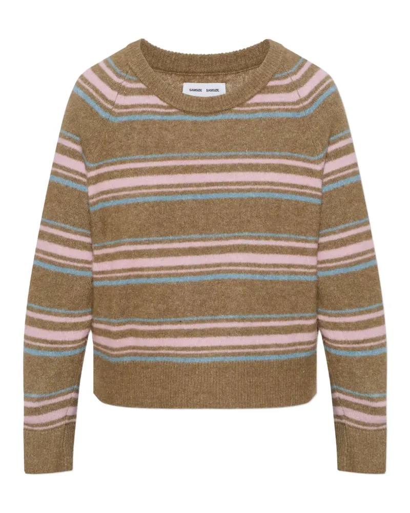 Samsøe & Samsøe Gestreifter Nor O-N Pullover mit Raglanärmeln - Braun Braun